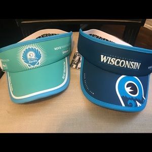 Two Headsweats visors. Rev3 races. New with tags